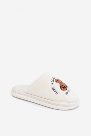 Pantofole da donna color avorio con pelliccia Meškiukai Cassira