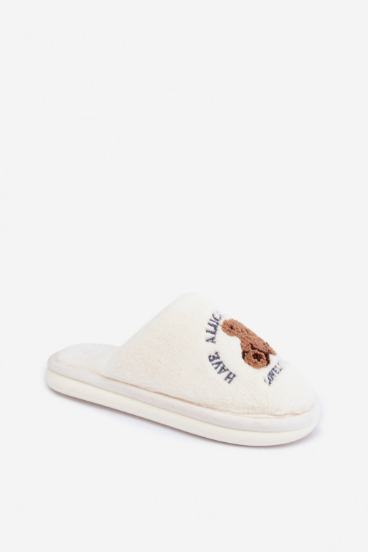 Pantofole da donna color avorio con pelliccia Meškiukai Cassira