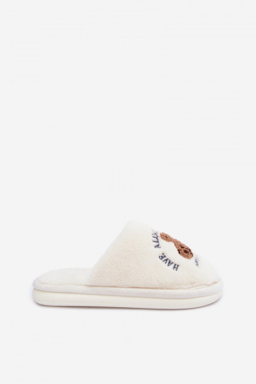 Pantofole da donna color avorio con pelliccia Meškiukai Cassira 2
