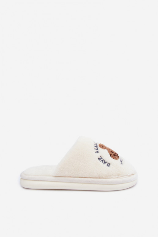 Pantofole da donna color avorio con pelliccia Meškiukai Cassira