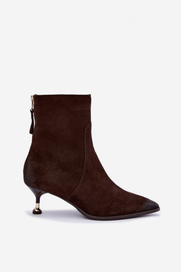 Stivaletti in suede foderati con tacco Zazoo 60629 Czekoladoje 2