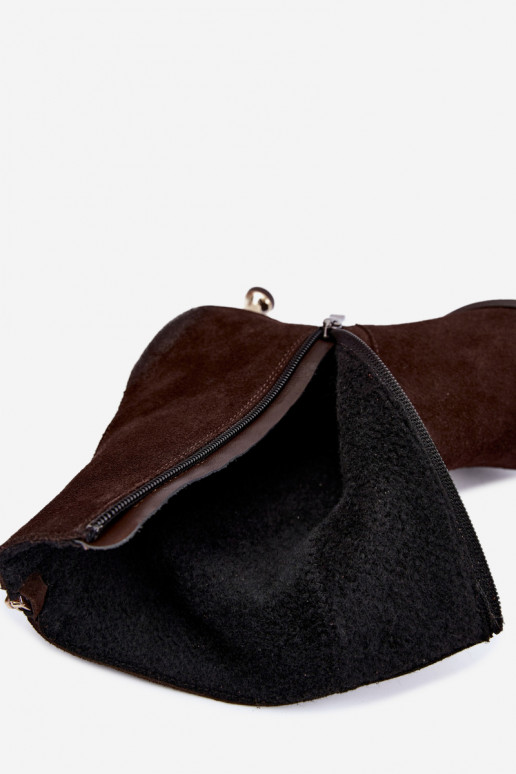 Stivaletti in suede foderati con tacco Zazoo 60629 Czekoladoje