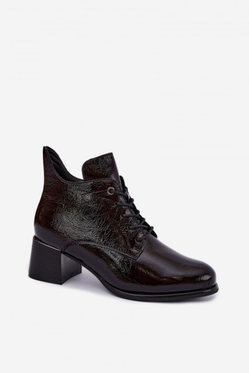 Stivaletti bordeaux da donna con effetto verniciato Klocku Hadelle