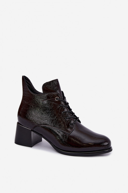 Stivaletti bordeaux da donna con effetto verniciato Klocku Hadelle