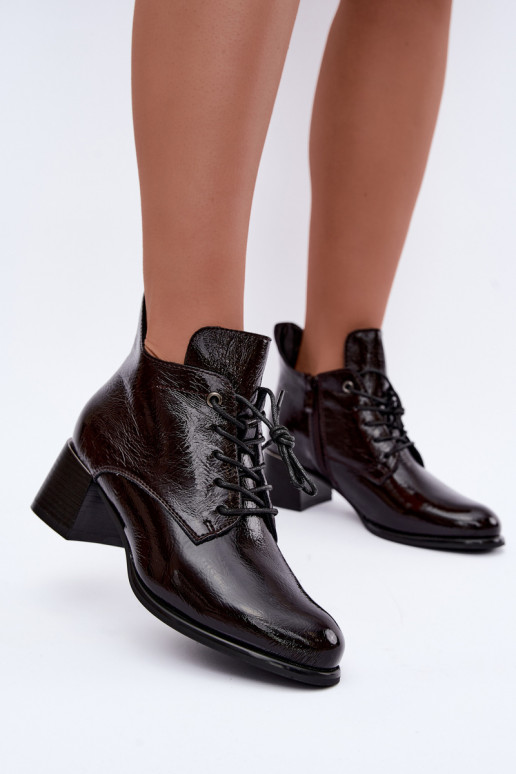 Stivaletti bordeaux da donna con effetto verniciato Klocku Hadelle