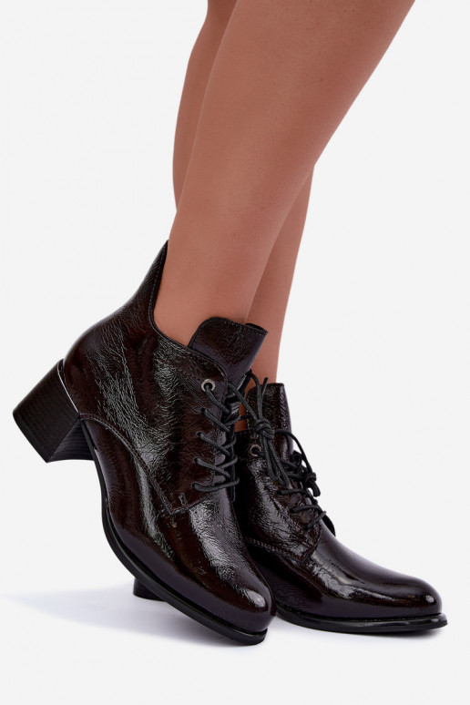 Stivaletti bordeaux da donna con effetto verniciato Klocku Hadelle