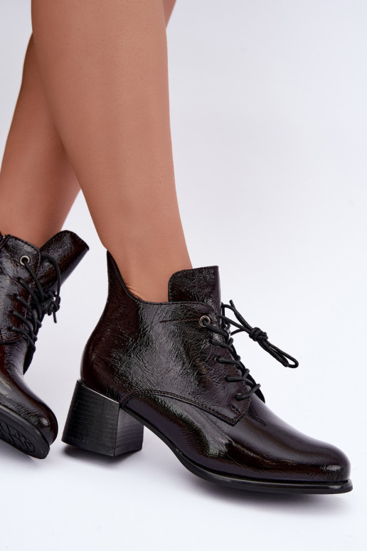 Stivaletti bordeaux da donna con effetto verniciato Klocku Hadelle