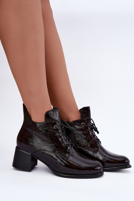 Stivaletti bordeaux da donna con effetto verniciato Klocku Hadelle
