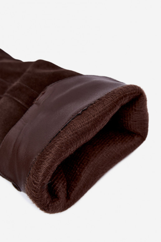 Stivali alti in stile cowboy con tacco in suede sintetico marrone