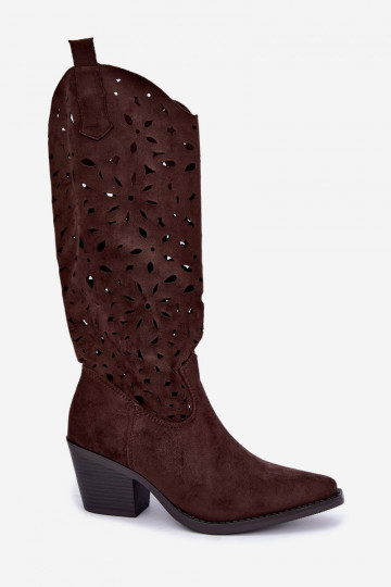 Stivali alti in stile cowboy con tacco marrone Salirae