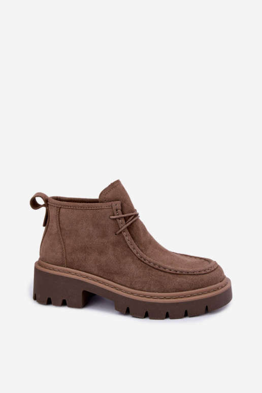 Stivaletti stringati in suede sintetico sabbia Farella