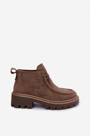 Stivaletti stringati in suede sintetico sabbia Farella 2