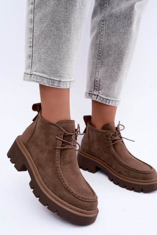 Stivaletti stringati in suede sintetico sabbia Farella