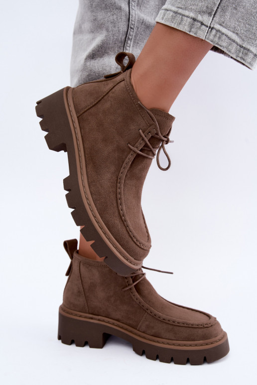 Stivaletti stringati in suede sintetico sabbia Farella