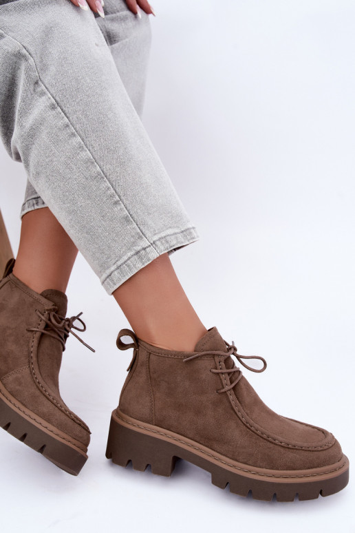 Stivaletti stringati in suede sintetico sabbia Farella