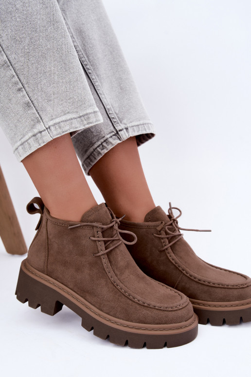 Stivaletti stringati in suede sintetico sabbia Farella