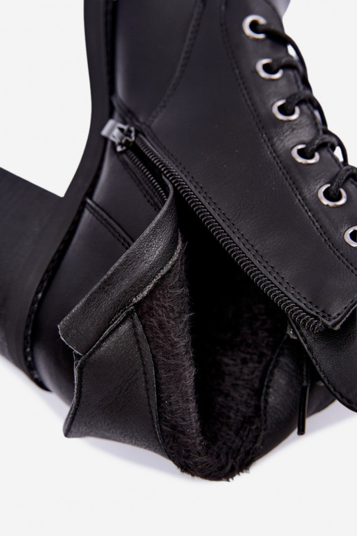 Stivaletti donna caldi con lacci in nero Garella