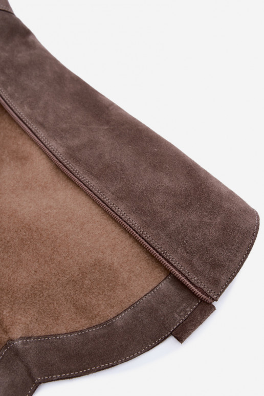 Stivali alti caldi in stile cowboy in suede sintetico argilla Zazoo 4224