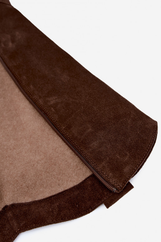 Stivali alti caldi in stile cowboy in suede sintetico marrone Zazoo 4224