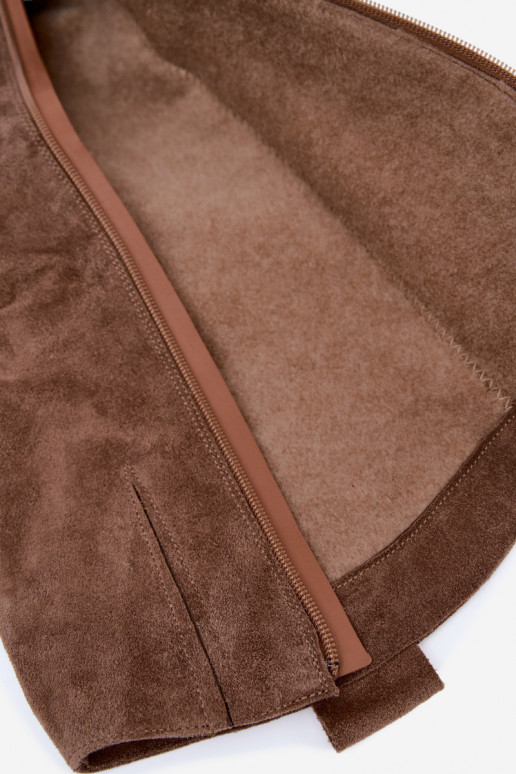 Stivali alti caldi e stropicciati in stile cowboy in suede sintetico marrone Zazoo 4313