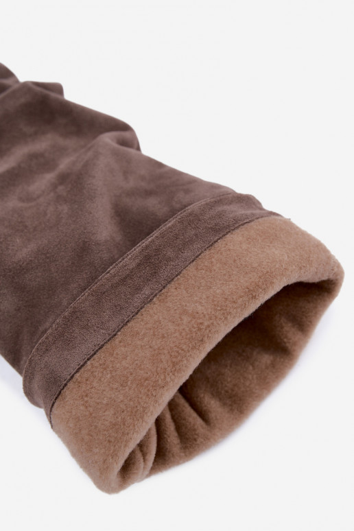 Stivali alti caldi e stropicciati in suede sintetico con tacco argilla Zazoo 4228