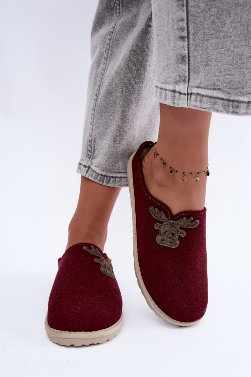 Pantofole donna con cervi Inblu CS000049 bordeaux