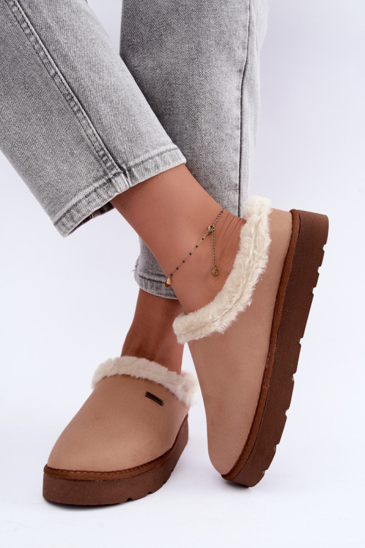 Pantofole da casa donna con pelliccia Inblu DR000004 marrone