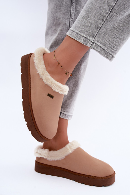 Pantofole da casa donna con pelliccia Inblu DR000004 marrone