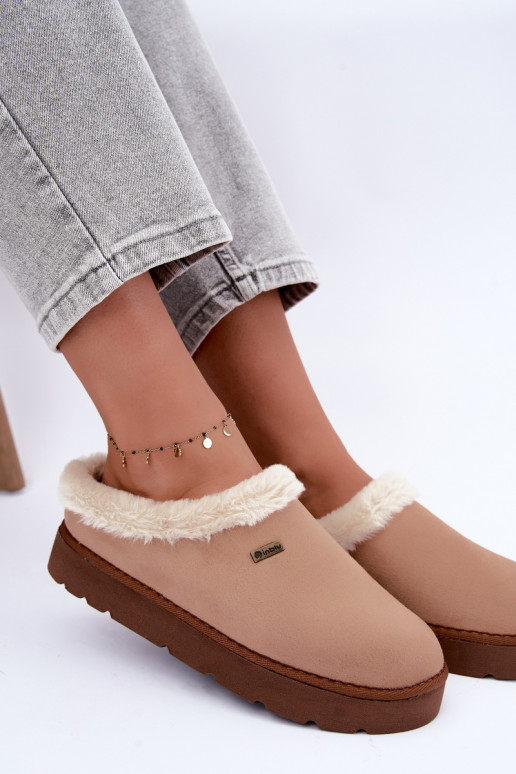 Pantofole da casa donna con pelliccia Inblu DR000004 marrone