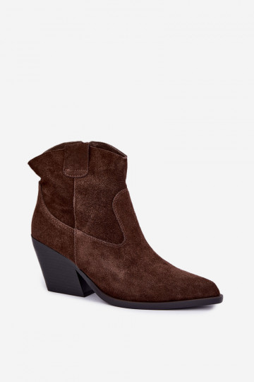 stivali in suede foderati in stile cowboy con tacco in colore marrone Tirabelle 2