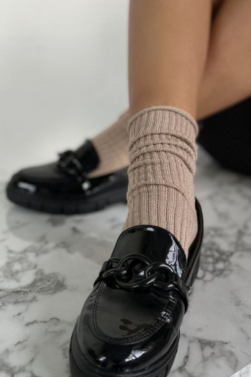 Calze da donna senza pressione con lurex color sabbia