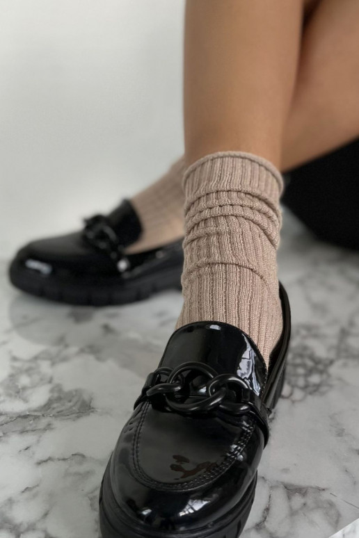 Calze da donna senza pressione con lurex color sabbia