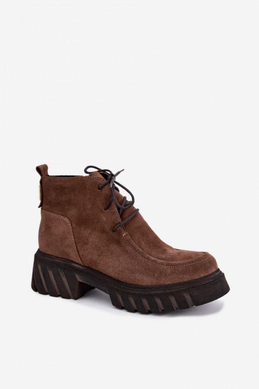 Stivaletti in suede sintetico foderati Zazoo 60594 marrone