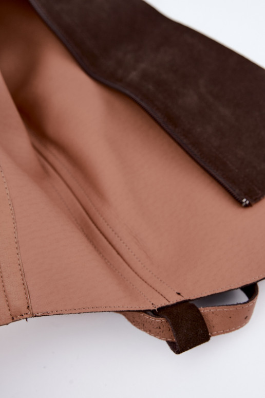 Stivali sopra il ginocchio in suede color cioccolato con cinturini decorativi Clarimond