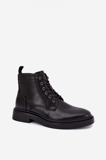 ankle boots da uomo con lacci in colore nero Perrielle