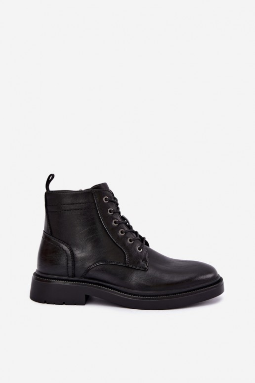 ankle boots da uomo con lacci in colore nero Perrielle