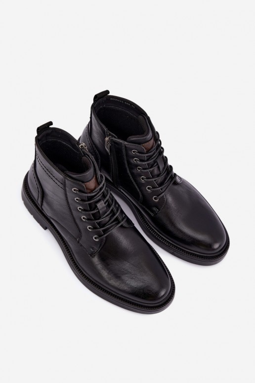 ankle boots da uomo con lacci in colore nero Perrielle