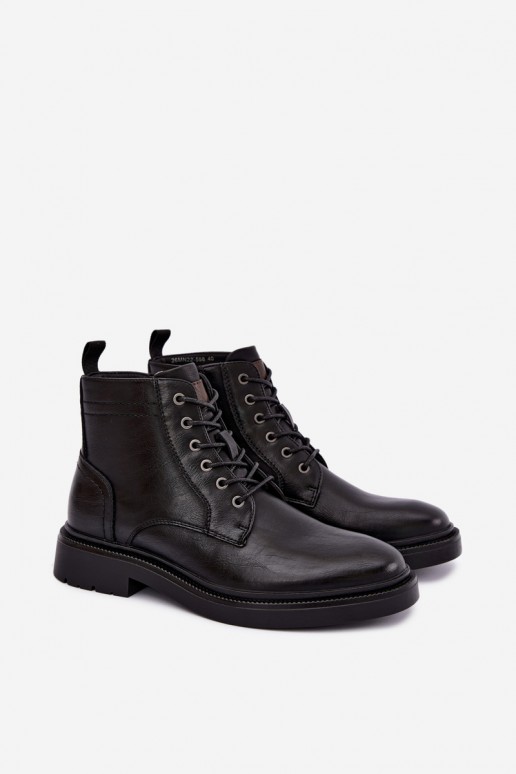 ankle boots da uomo con lacci in colore nero Perrielle
