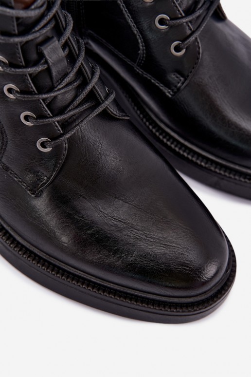 ankle boots da uomo con lacci in colore nero Perrielle