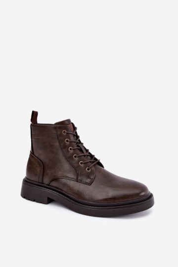 ankle boots da uomo con lacci in colore marrone scuro Perrielle