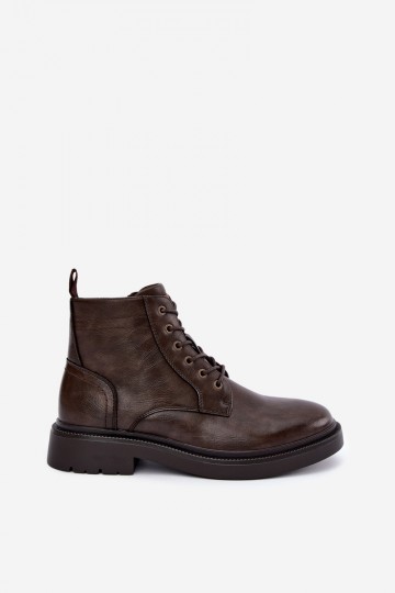 ankle boots da uomo con lacci in colore marrone scuro Perrielle 2