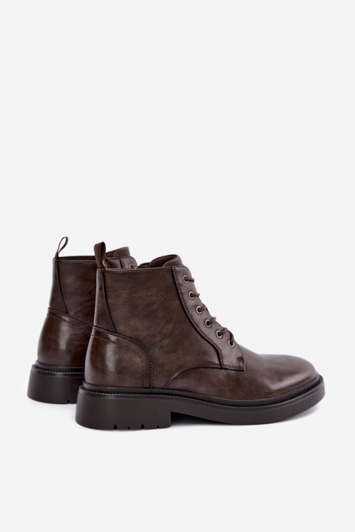 ankle boots da uomo con lacci in colore marrone scuro Perrielle