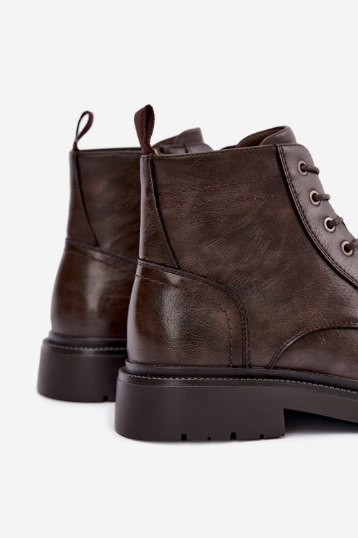 ankle boots da uomo con lacci in colore marrone scuro Perrielle