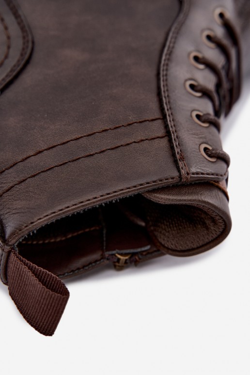 ankle boots da uomo con lacci in colore marrone scuro Perrielle