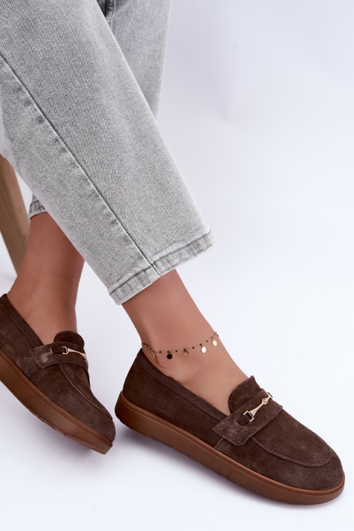 mocassini in suede sintetico marrone Zazoo