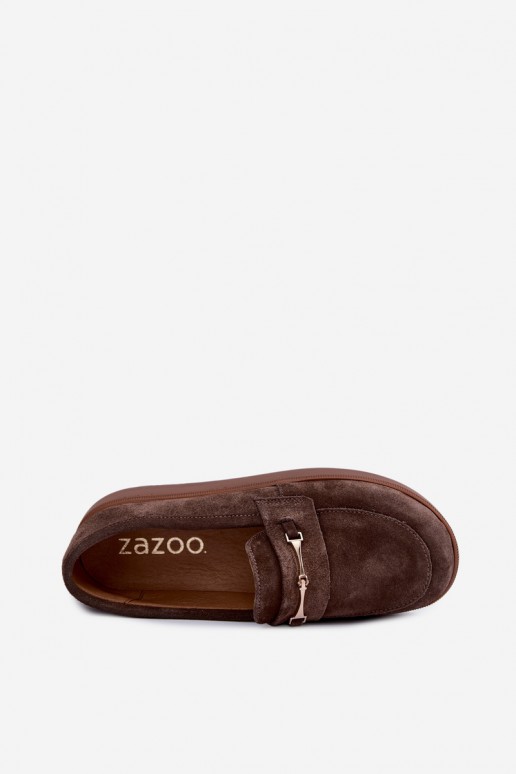 mocassini in suede sintetico marrone Zazoo