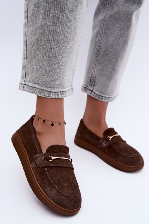 mocassini in suede sintetico marrone Zazoo