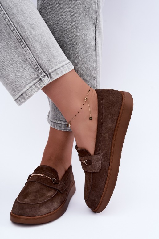 mocassini in suede sintetico marrone Zazoo