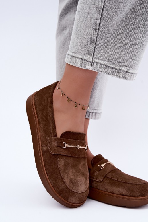 mocassini in suede sintetico marrone Zazoo