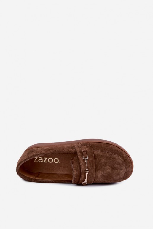 mocassini in suede sintetico marrone Zazoo